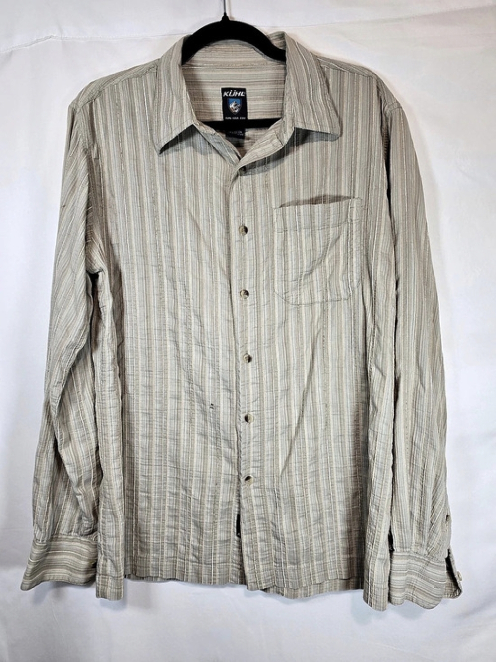 Kuhl Tuflex Striped Long Sleeve Button-Down Shirt Medium